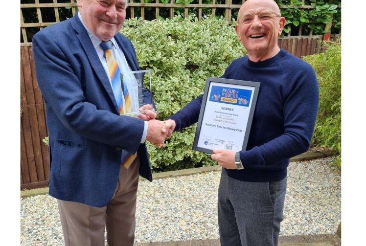Club president, Keith Greenough, is pictured receiving the award from Cllr David Anthony, Chair of the Beeches Community Board
