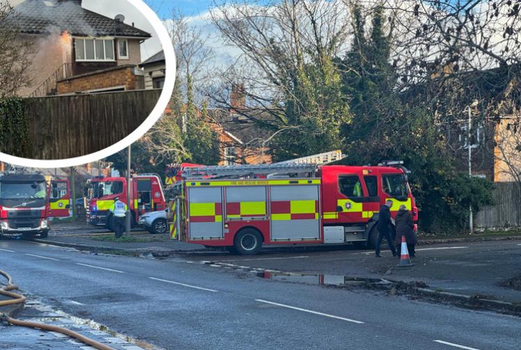  Firefighters from five stations battle roof fire at Bourne End home