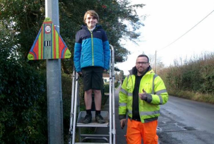 Boy, 11, wins sign contest to deter speeding drivers